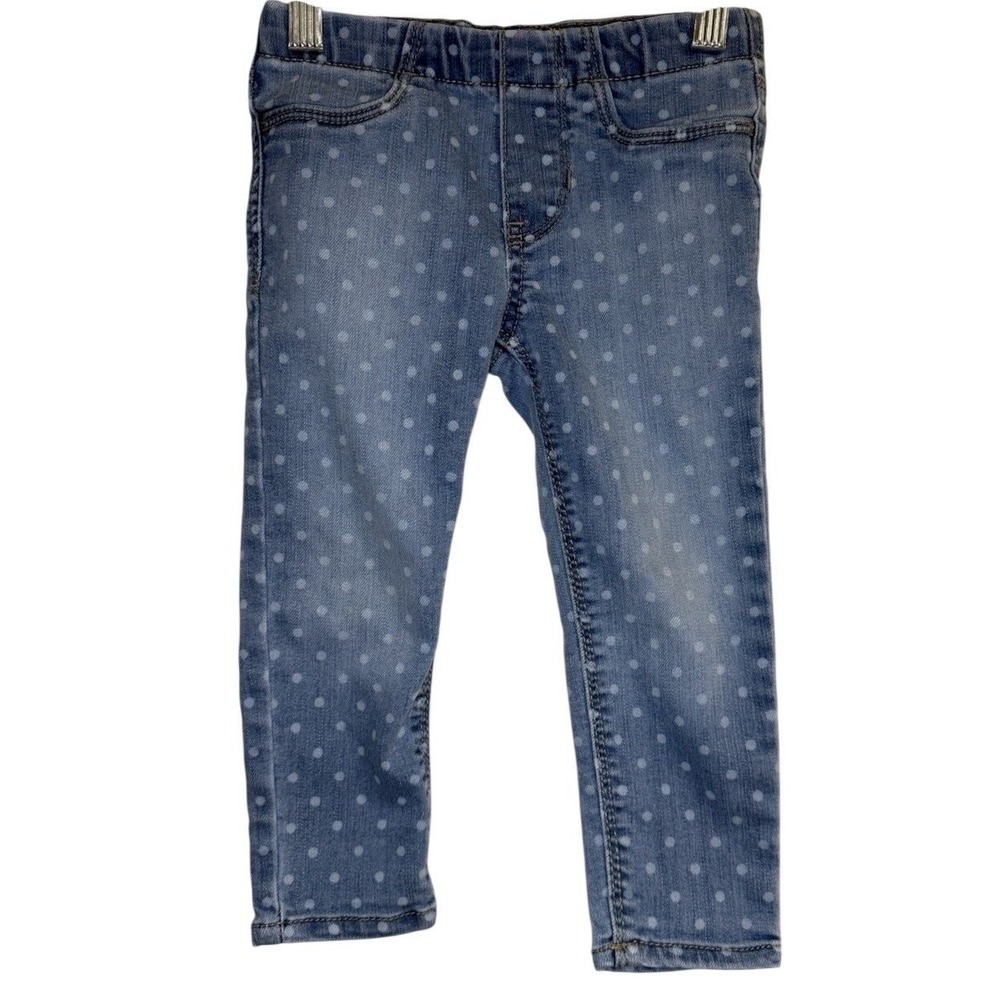 OshKosh B'gosh Kids Polka Dot Denim Jeans Leggings Toddler Size 3T Elastic Waist
